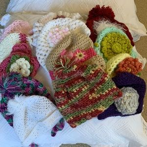 Handmade Crochet Girls Hats, Booties and Sandals